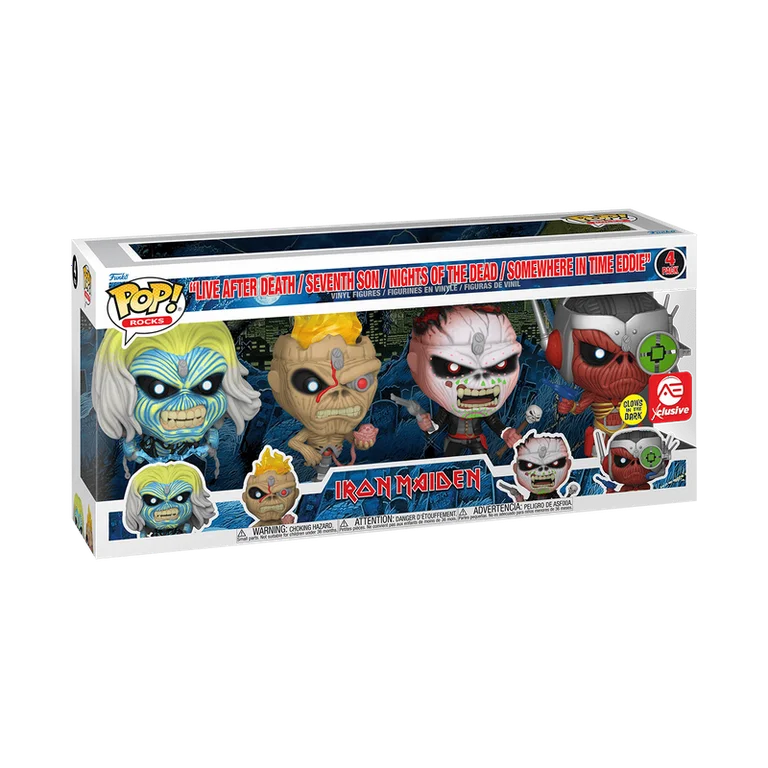 Iron Maiden - Eddie 4PK Glow in the Dark Box Set (AE Exclusive) Funko Pop Vinyl Figures