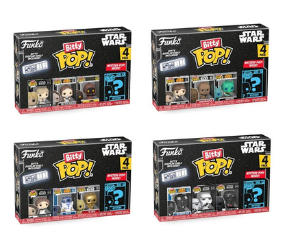 Star Wars Funko Bitty Pops - Set of 4 - 4 Packs (Leia, Vader, Skywalker, Han Solo)